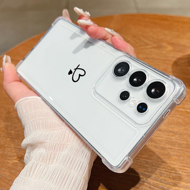 Love Heart Pattern Clear Shockproof Cover For Samsung S25 Edge S24 FE S23 Ultra S22 A56 A36 A16 A55 A35 Soft Silicone Slim Phone Case Shell