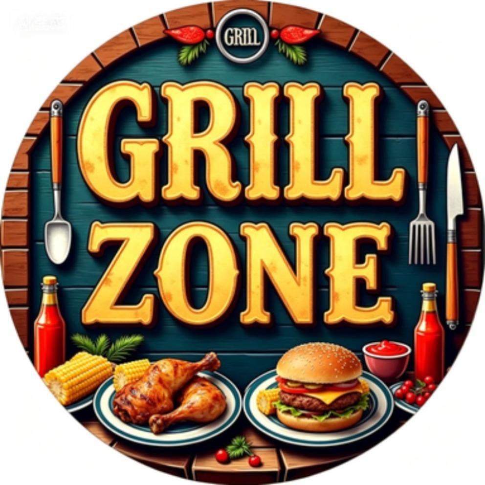 Vintage BBQ Area Round Metal Tin Sign Grilled Steak Vegetables Flame Pattern Retro Wall Decor for Backyard Patio Bar