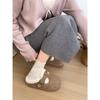 Brown fleece thickened thick-soled fluffy slippers winter warm Birkenstock cotton slippers