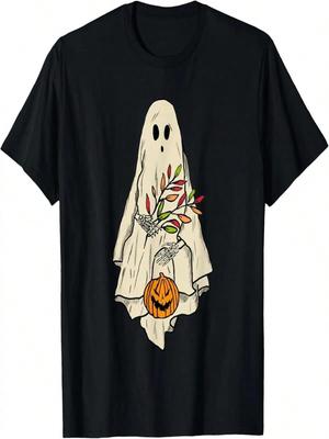 Vintage Floral Ghost Cute Halloween Funny T-Shirt
