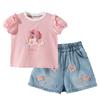 Disney Minnie Mouse Girls' Summer Ice-feel T-shirt & Denim Shorts Set