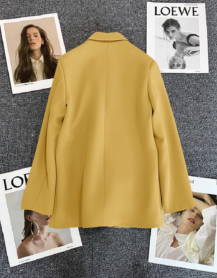 Costum Negru Larg pentru Femei Plus Size cu Nasture Metalic