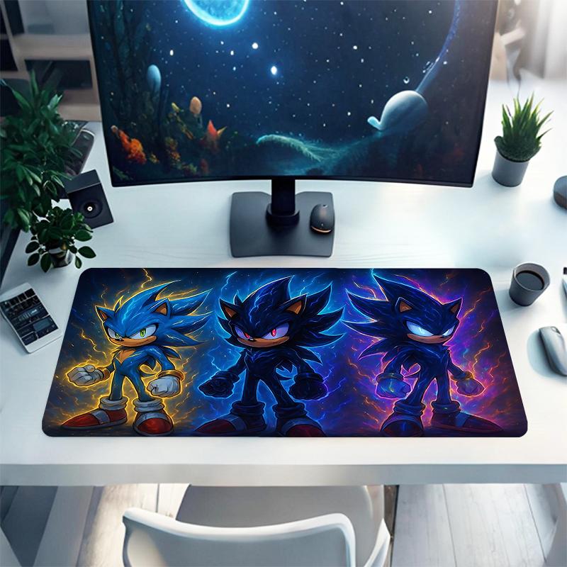 1Pc Sonic Hedgehog Artwork Gaming Mouse Pad Keyboard Desk Mat Non-slip Rubber Lock Edge Waterproof Computer Mousepad for Office Home Decor S1522