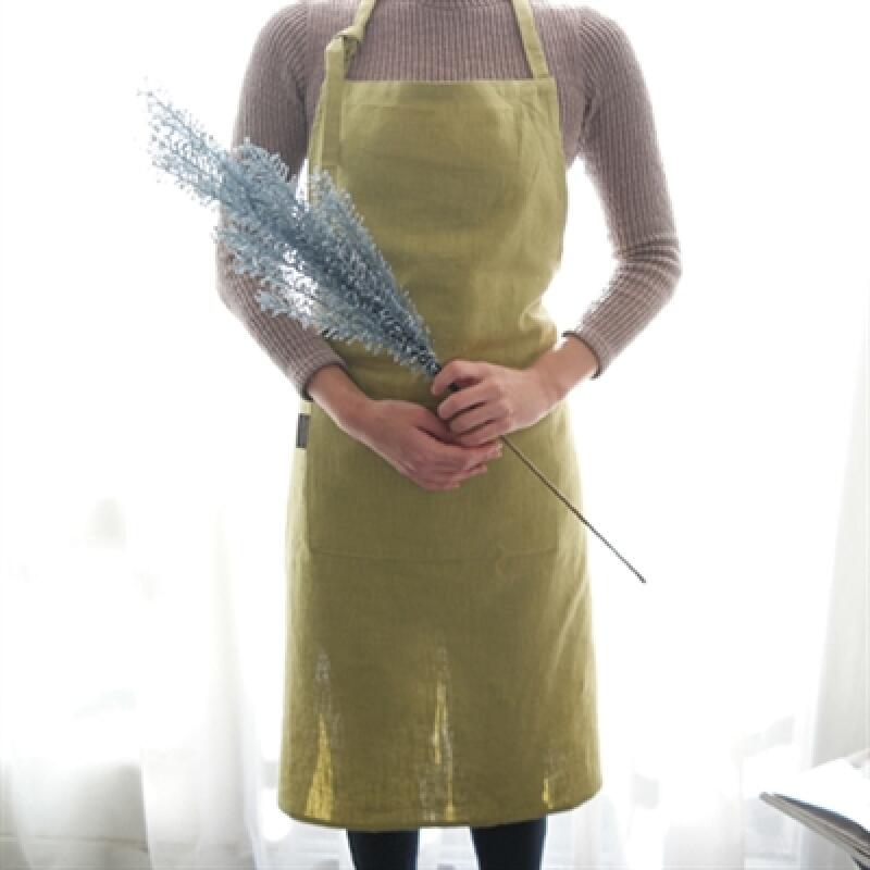 Rita 2 Linen Apron Olive