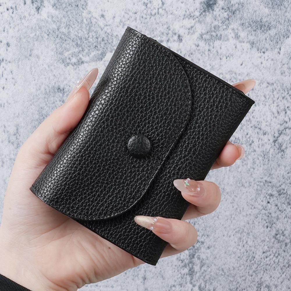 New PU Leather Short Wallet Zipper Solid Color Card Holder Mini Small Handbag Ladies