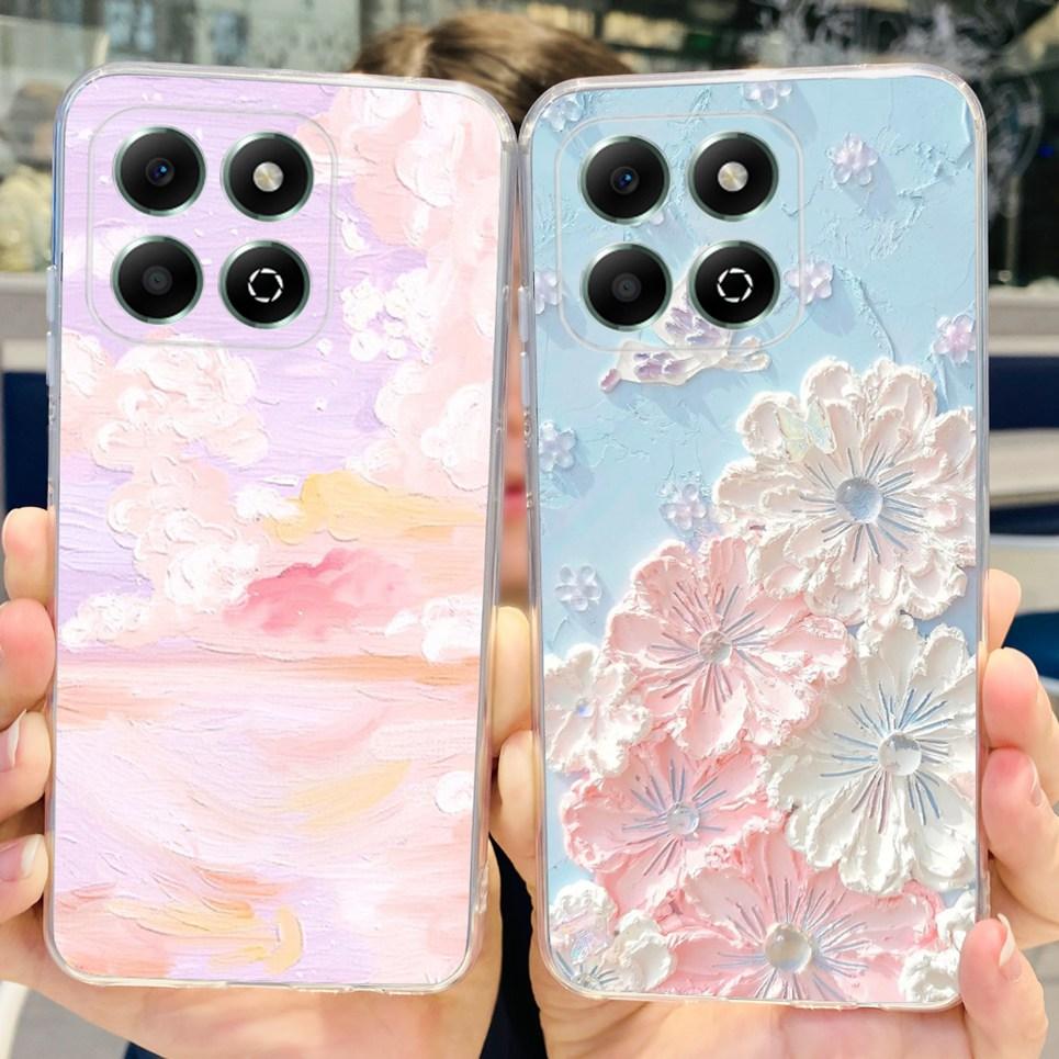 Flower Butterfly Women Fashion Back Cover For Huawei Honor X6b X6a Plus HonorX6 4G 5G Phone Funda Transparent Soft TPU Silicone