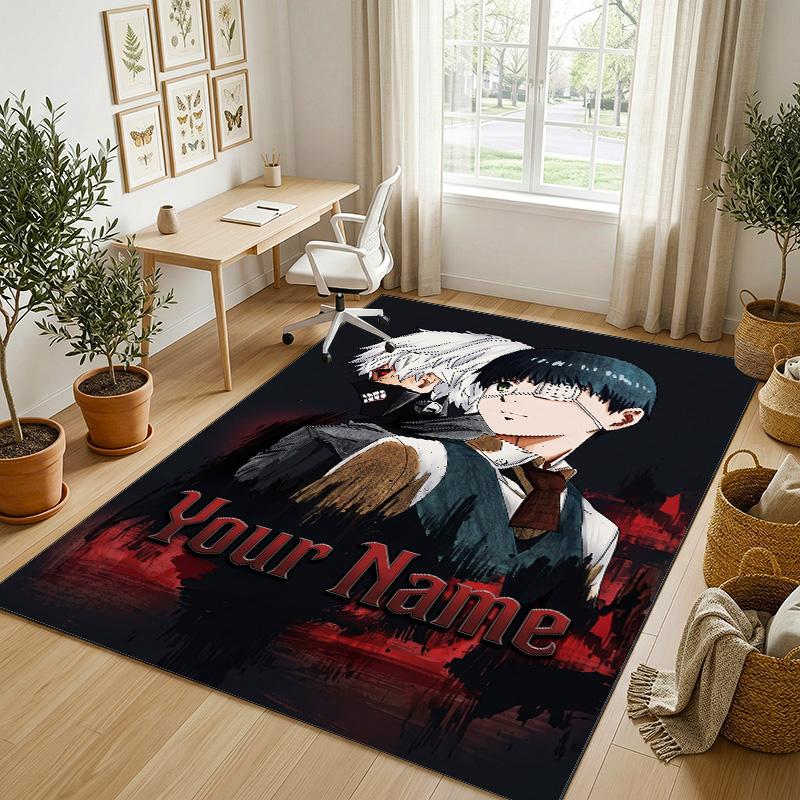 Personalized Crystal Velvet Carpet,Tokyo Ghoul Custom Printed Name, Plush Area Rug For Home Indoor Decor