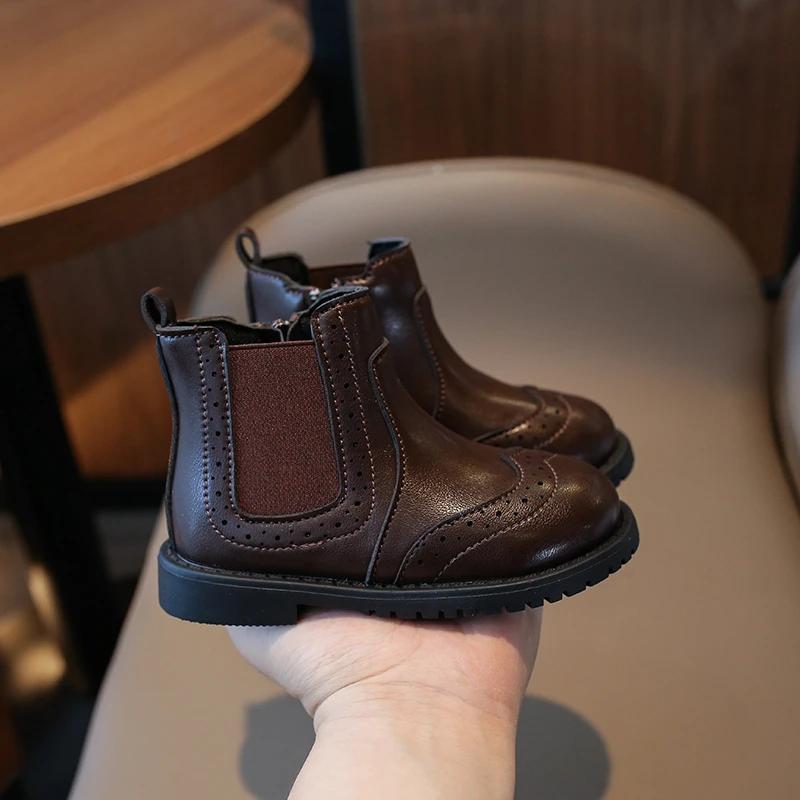 

Jogerli Autumn Winter Baby Boys Girls Casual Boots Retro Style Children Short Soft Sole Anti Slip Kids Outdoor Footwear 21 Insole 13.5 cm коричневый