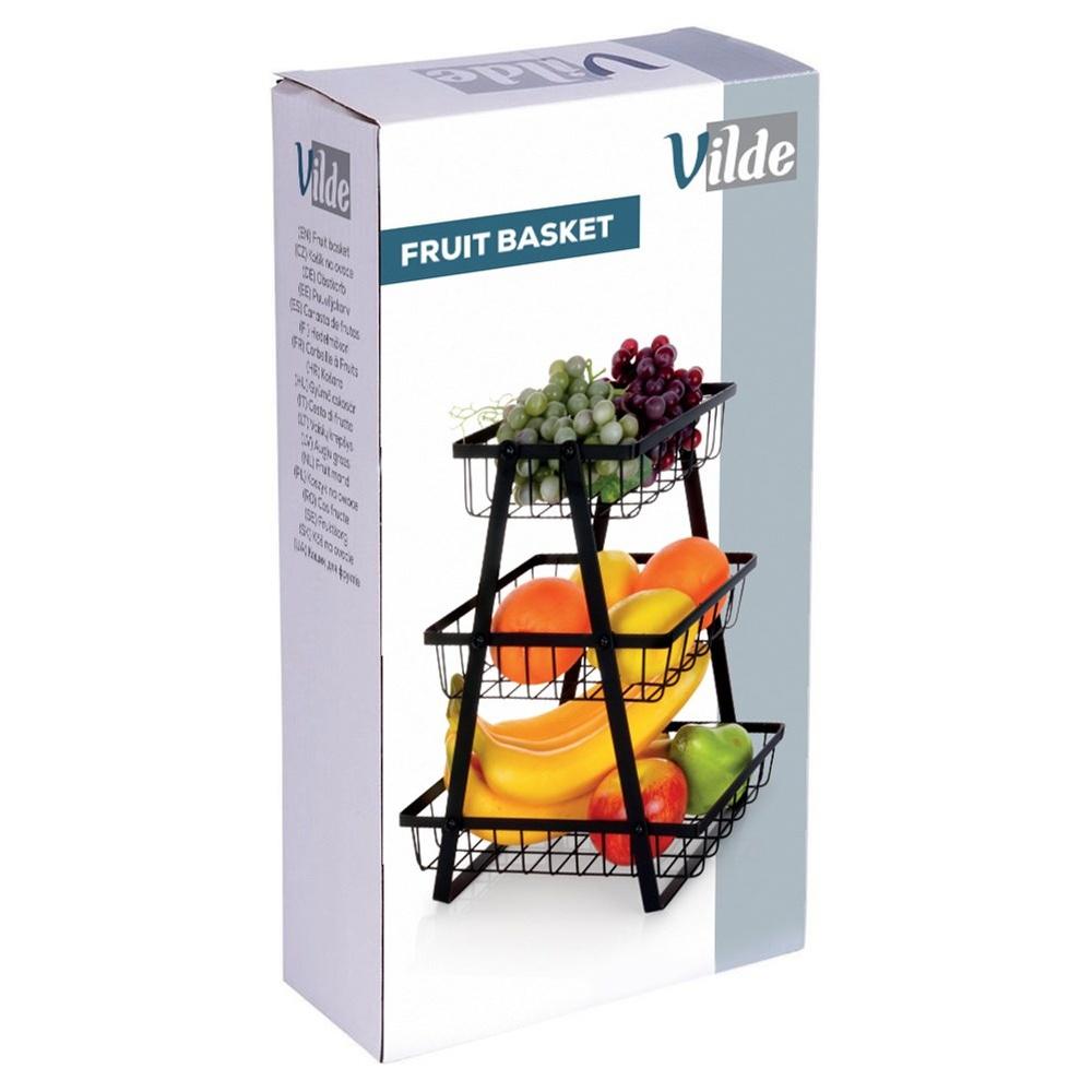 Black metal fruit basket, 3-tier