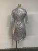 2025 Summer Sexy Women's Sequined Lace-up V-Neck Dress with Three-Quarter Sleeves