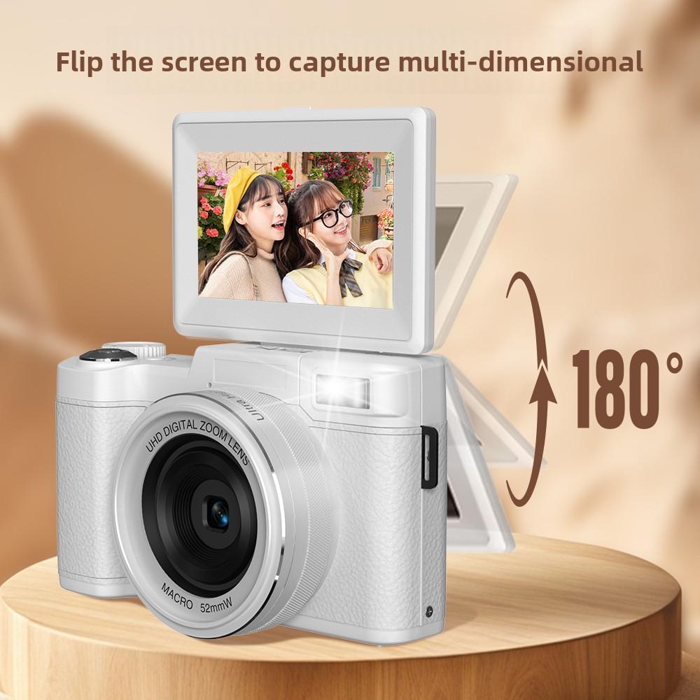 5K WiFi HD CCD Digital Camera with Flip Screen, Smart Beauty Selfie & Filters, Vlogging Mirrorless Camera