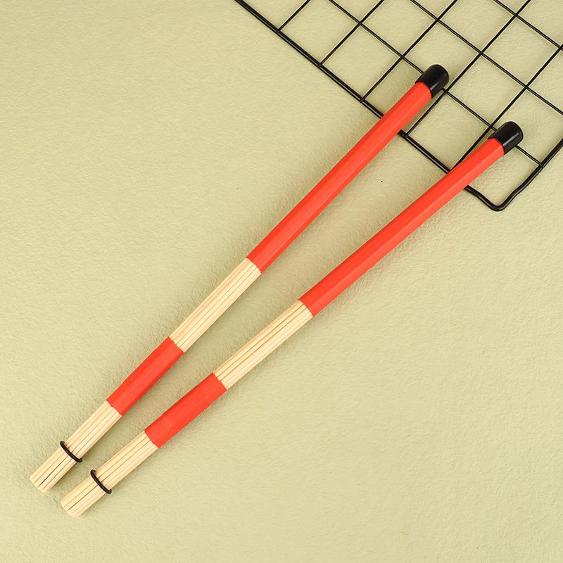 1Pair Bamboo Drumsticks Drum Sticks Percussion Drum Brushes Bundle Harmmer With Rubber Handle Drum Accessories