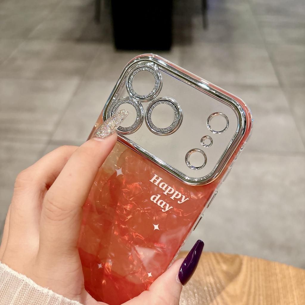 Premium Gradient Orange Lens Film Phone Case for iPhone 16/17 Pro Max (Women's Edition)