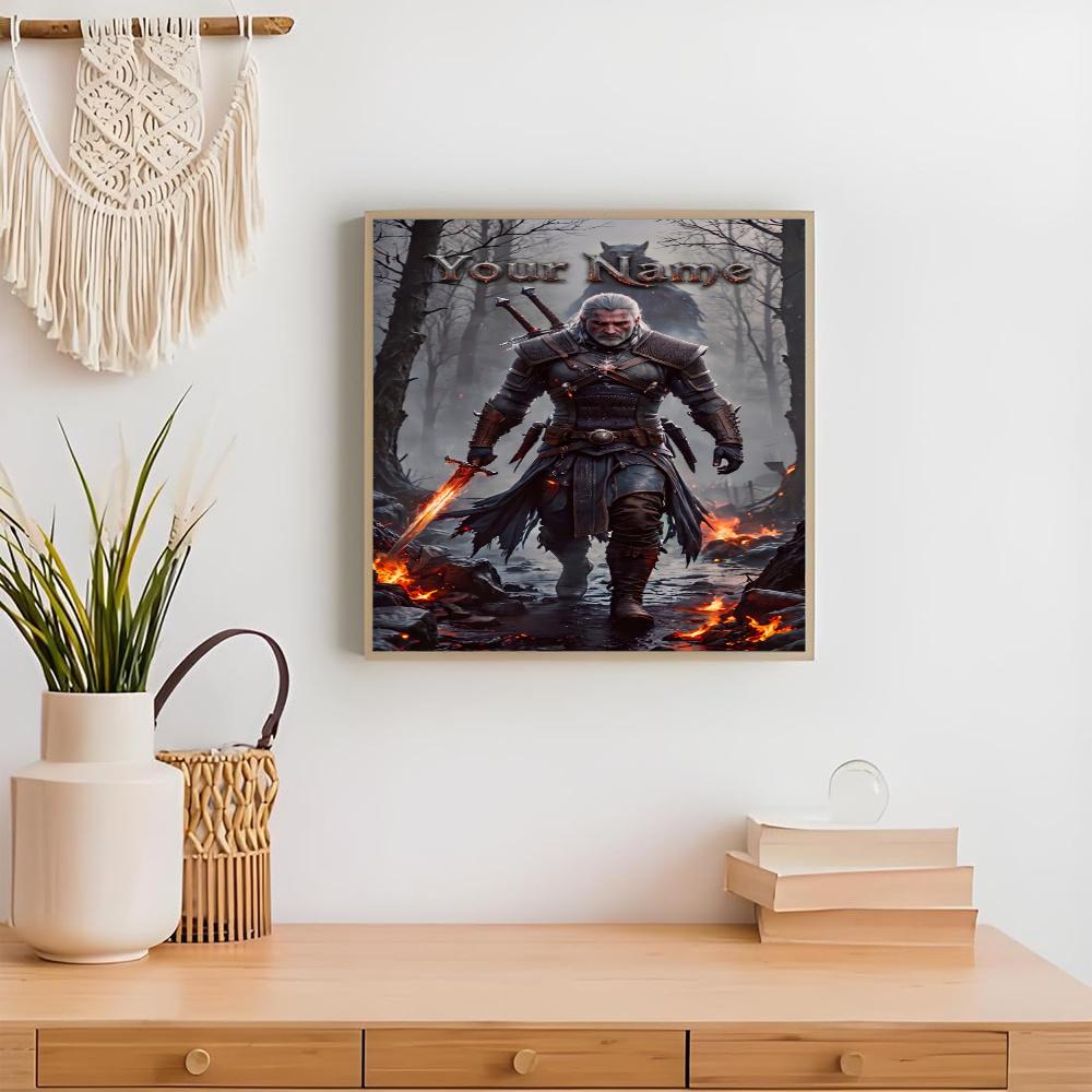 The Witcher 3 Customize Your Name Diamond Painting Round Diamond Diy Frameless Holiday Artwork Suitable For Home Office Wall Decoration