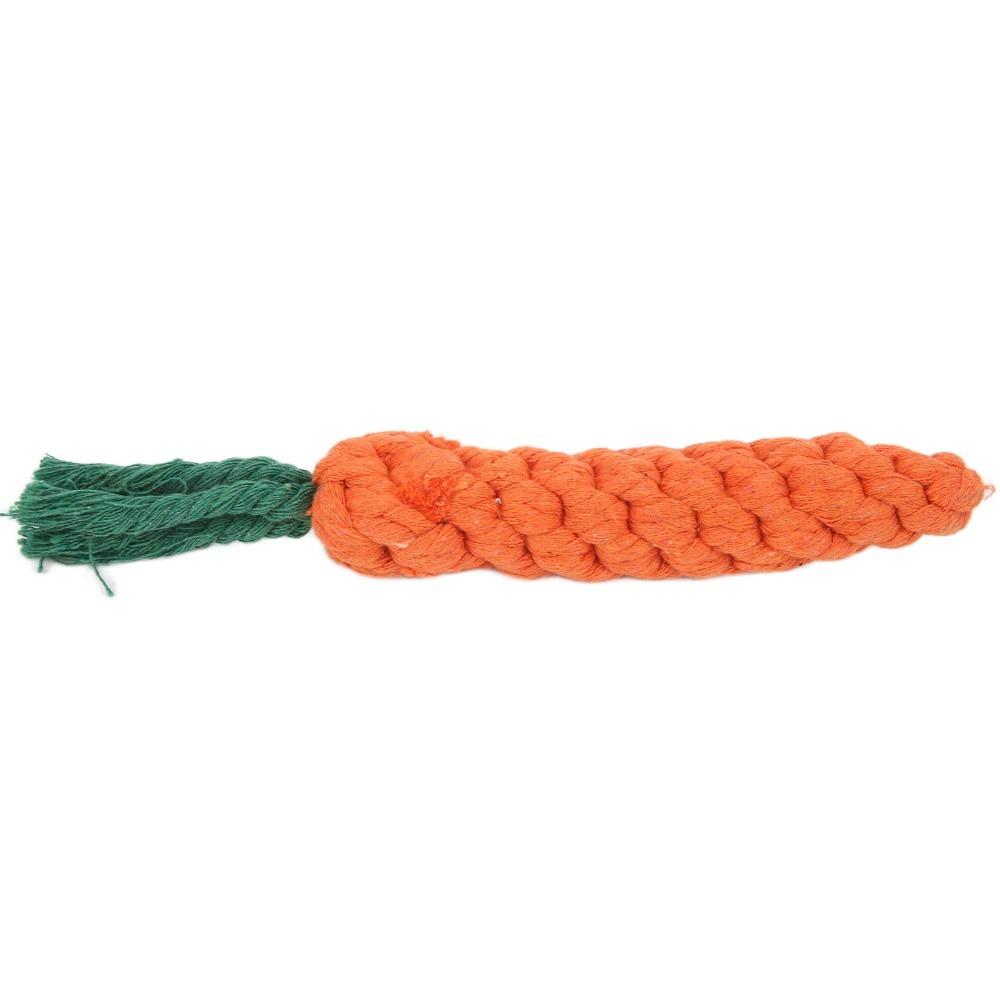Carrot Shaped Dog Chew Toy Orange Pet Rope Knot Toy Puppy Teething Toy Interactive Play
