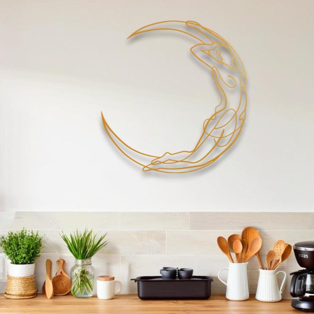

Wrought Iron Moon and Girl Wall Art Metal Sculpture for Home and Garden Decor Length: 15.75 inches/40 cm