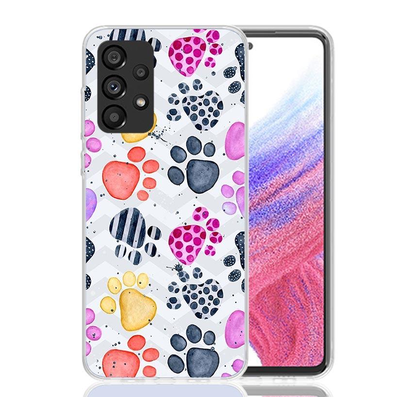Dog Footprint Paw Cute Case Phone Cover for Samsung Galaxy A16 A15 A14 A13 A56 A55 A54 A53 A36 A35 A34 A33 A26 A25 A24 A23 A05S