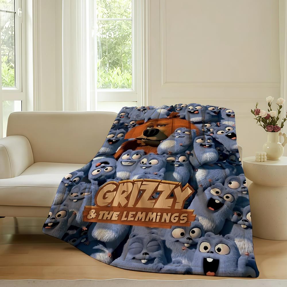 Funny G-Grizzy and The Lemmings Blanket Warm Soft Suitable For Bedroom Sofa Bed Living Room Office Travel Camping Gifts