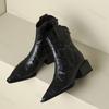 Vintage Fashion Short Boots Autumn Winter Women Square Heel Pointed Toe Chelsea Boots Height Increase Non Slip Chunky High Heels
