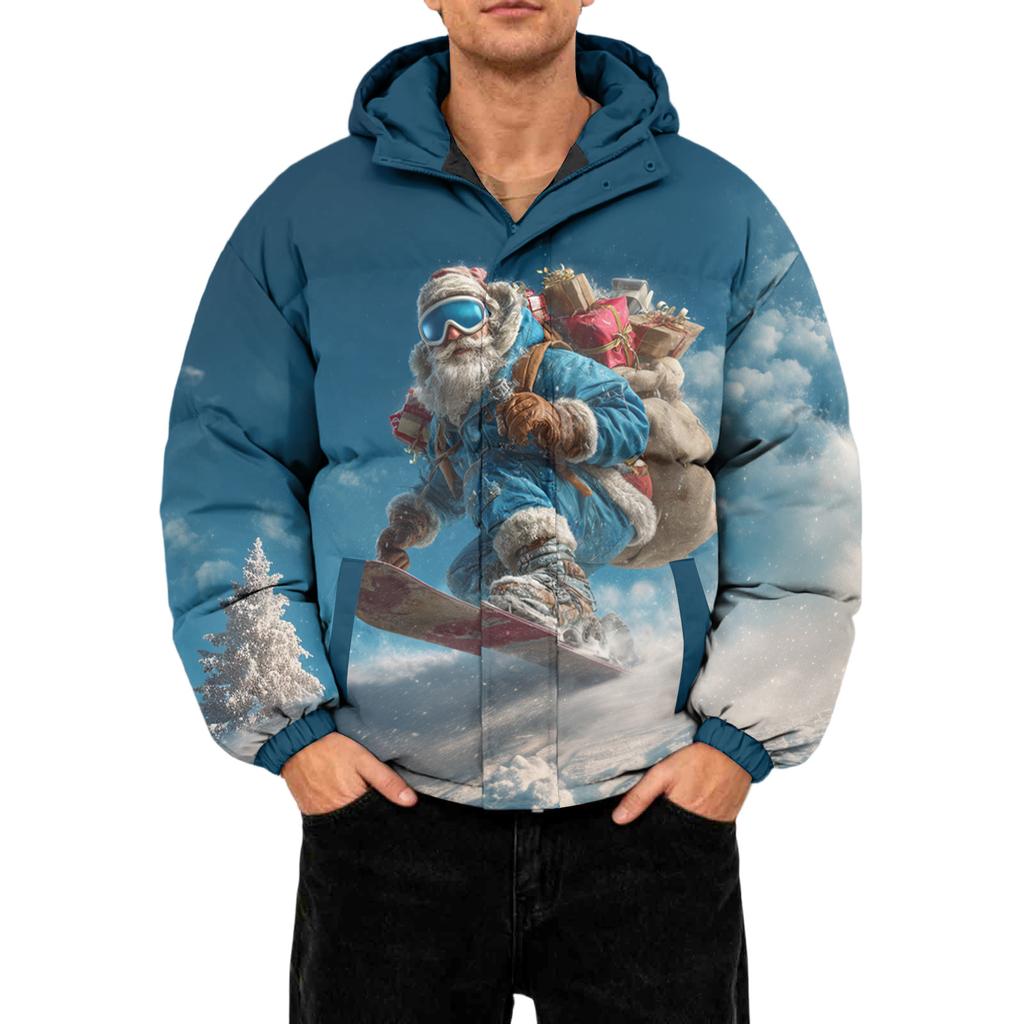 Men's Oversized Casual Down Jacket With Long Sleeves And Hood