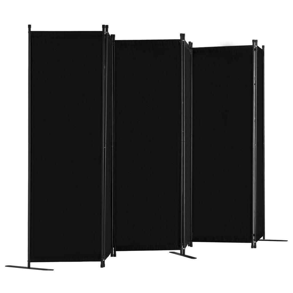 Room Divider 6 Panels Fabric Room Privacy Screen for Office Bedroom Black