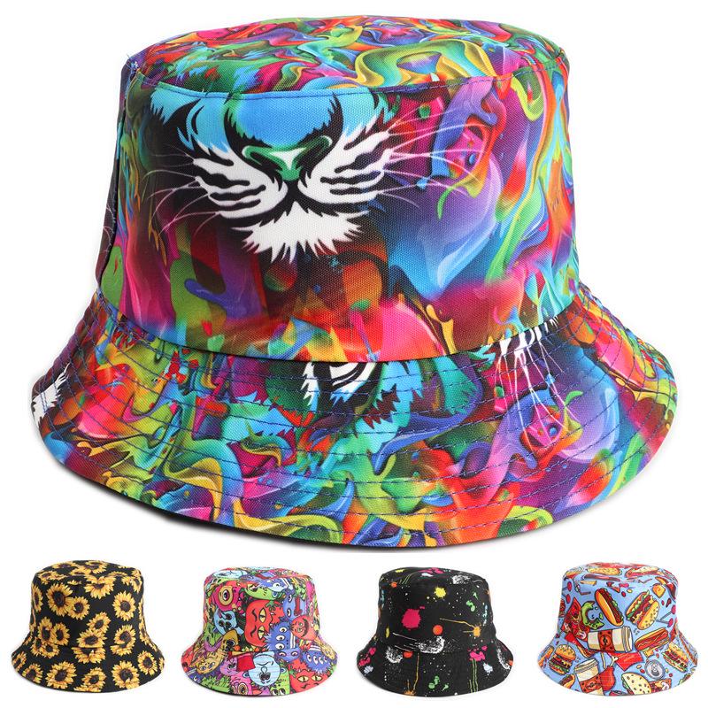 Reversible Colorful Tiger Print Fisherman Hat with Sun Protection