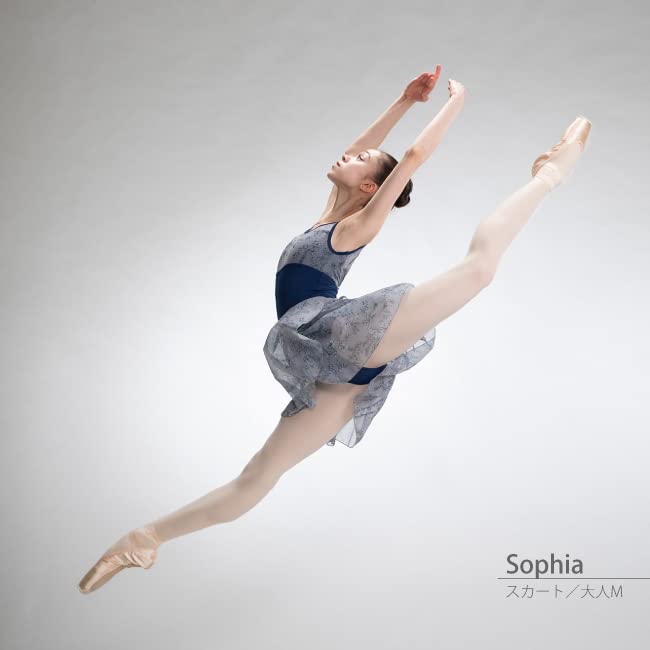 Ballet Sayori Floral Mesh Gray Wrap Skirt with Long Elegant One Size Fits Most Back, 48cm, Sheerness, (M)