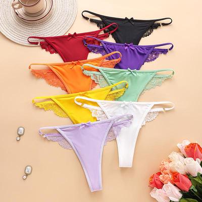 Tanga Transparente Sexy de Encaje de Cintura Baja - Ropa Interior Invisible Sin Costuras para Mujer