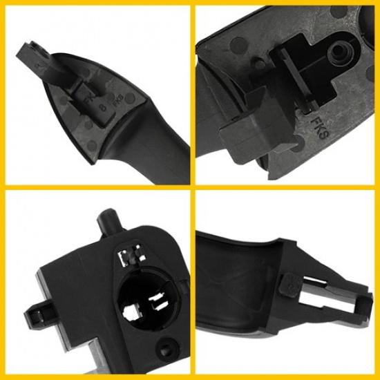 LH Driver Side Exterior Door Handle and Bracket Black for 2000-2007 Ford Focus V