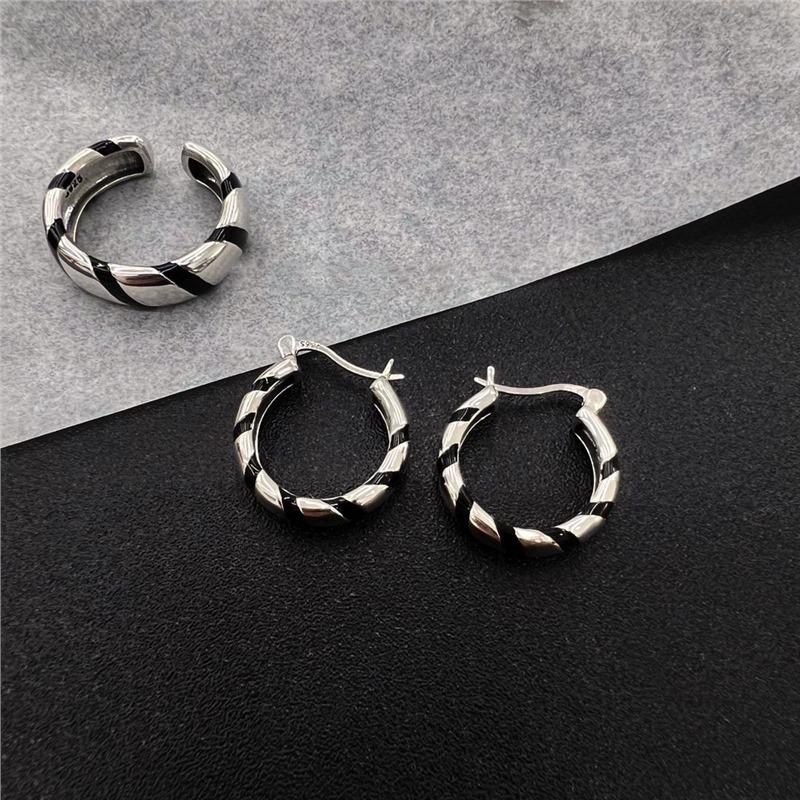 Black Oil Drop Zebra Ring S Personality Open Ring Ring