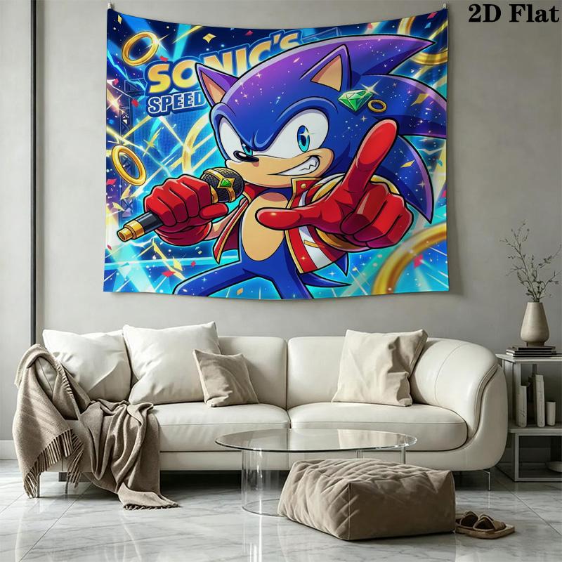 Sonic Hedgehog Wall Tapestry Aesthetic Wall Hanging Printed Fabric Blanket Decorative Tapestries For Bedroom Living Room Home Decor