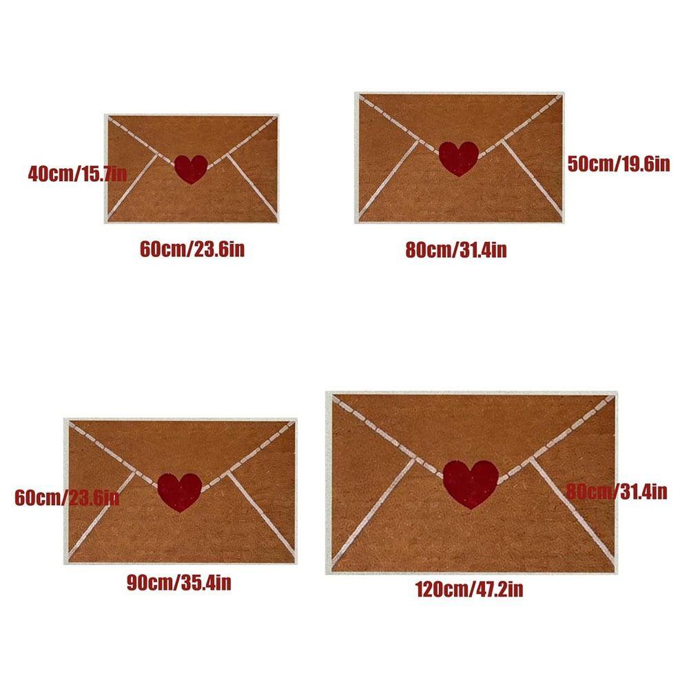 Creative Gift Non-Slip Valentine Rug Wear-Resistant Heart Design Door Mat Envelope Pattern Welcome Floor Mat