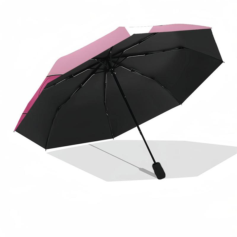 Be Smiling Pink Hair Auto Open Close Umbrella - Portable 3-Fold Design with 8-Bone Iron Frame, Perfect for Fans, Travelers, Daily Use, and F