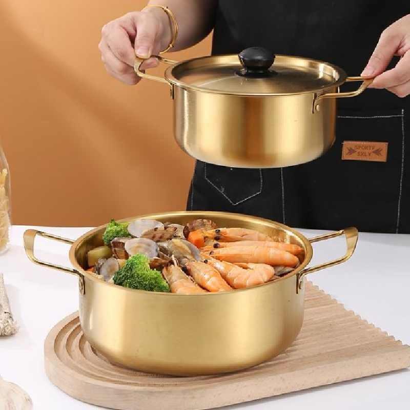 Steel Ramen Stainless Soup Pot With Lid For Family Meal Cooking Kitchen Tools
