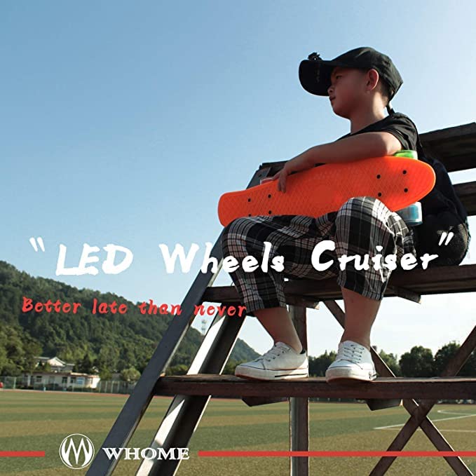 WHOME Skateboard for Kids Cruiser Skateboard 60x45mm 5th Generation LED Lighted Wheels Birthday Gift for - 22" - Commuter/Mobility Gift/Holiday