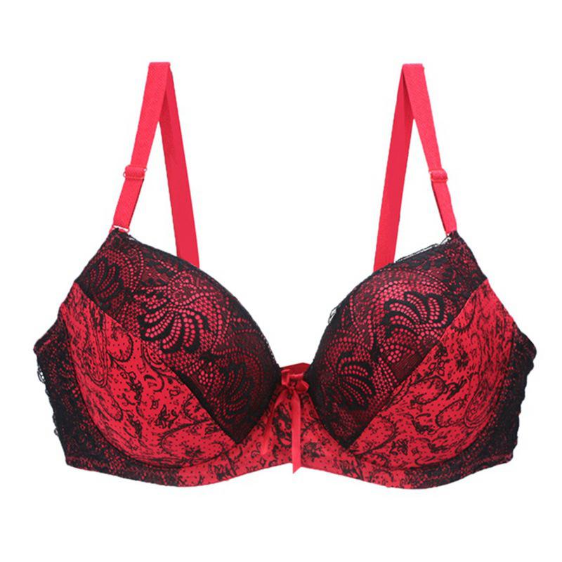 Sexy women's bras gather and adjust lace print color matching underwear, large size underwear bra