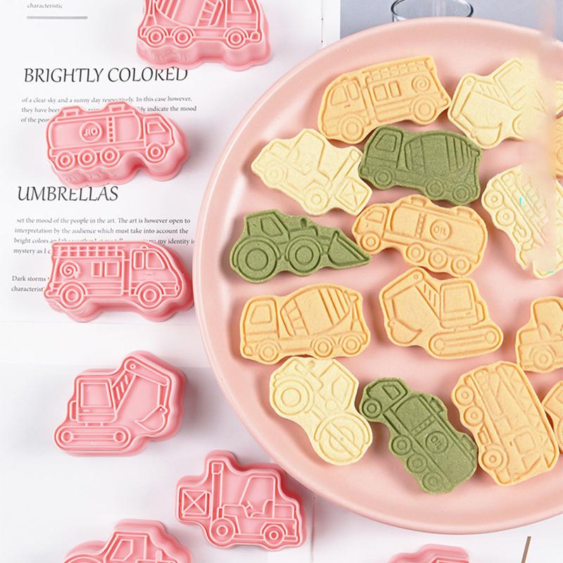 8 Pieces Cute Engineering Vehicle Cookie Cutters For Baking Cookie Mould Press Car Cookie Mould Set Kitchen Tools