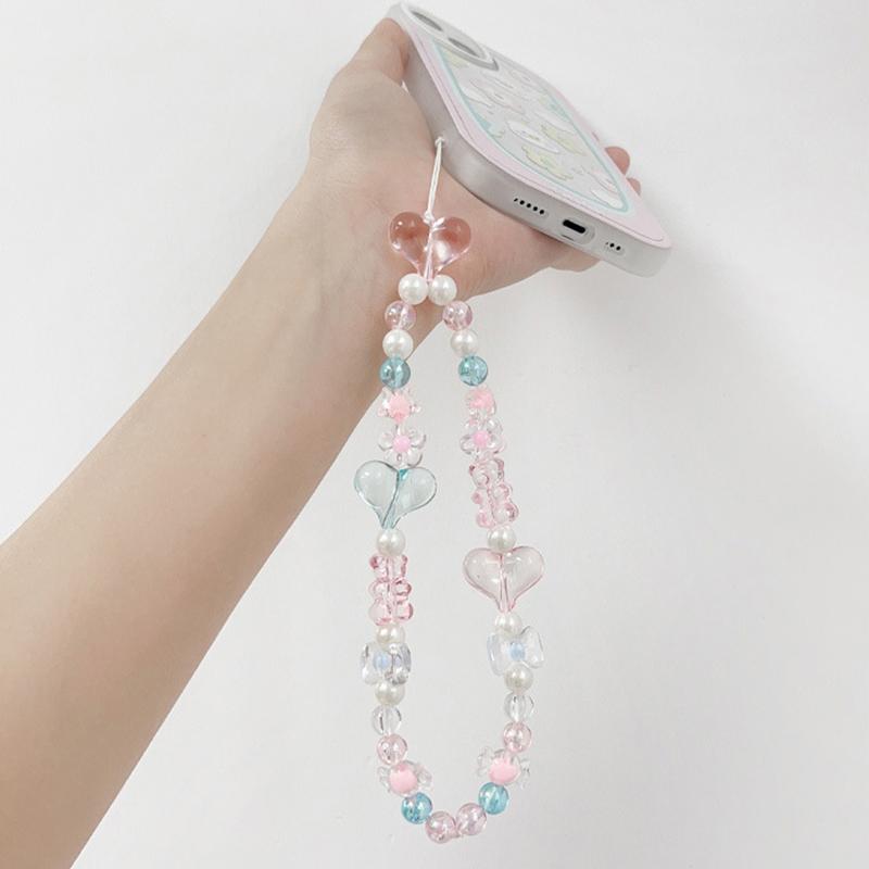 Ins Bow Anhänger Perlen Handykette Hängeseil Damen Anti-Verlust Lanyard Schmuck Charm Riemen Geschenk