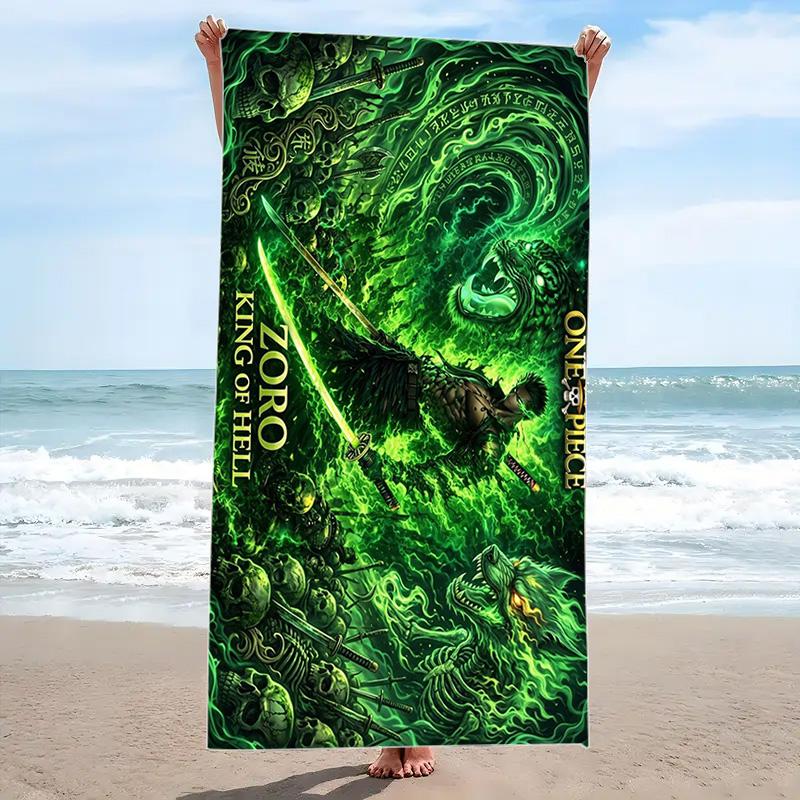 Roronoa Zoro Print Beach Towel, Large Soft Quick Dry Towel for Beach Camping Swimming