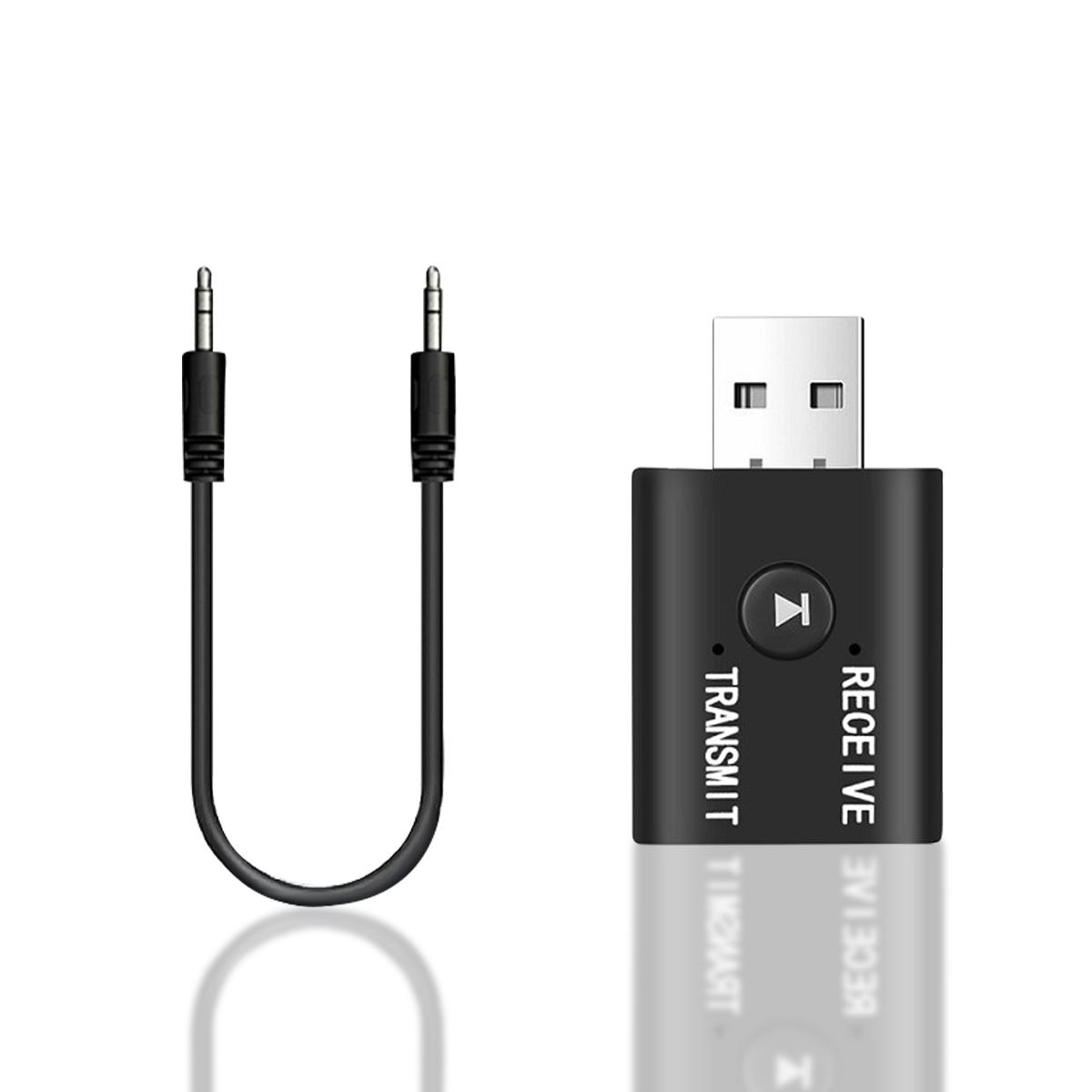 

Адаптер Bluetooth Fonken BT5.0 Бездротовий аудіоприймач і передавач Подвійна функція AUX 3,5 мм роз’єм USB Ключ для динаміка Гарнітура Автомобіль чорний