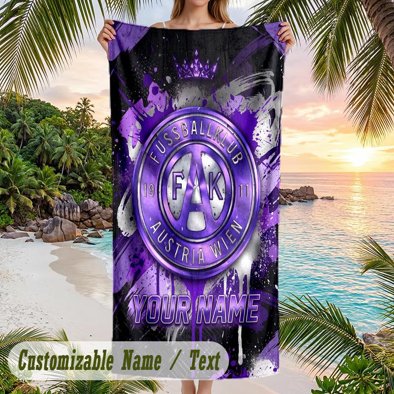 Beach Towel Austria Wien FC Print Custom Name Text Soft Towel for Swimming Pool