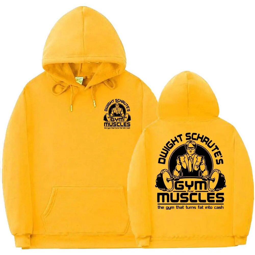 

Тренажерный зал Дуайта Шрута для мышц Тренажерный зал, который превращает жир в деньги Толстовка с двусторонним принтом унисекс Женская толстовка оверсайз 4XL