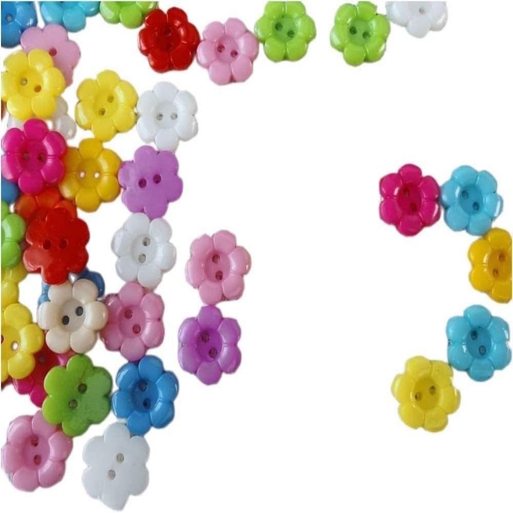 Multicolour Resin Flower Buttons Plastic Flower Buttons Sewing  Handmade Crafts Lovers