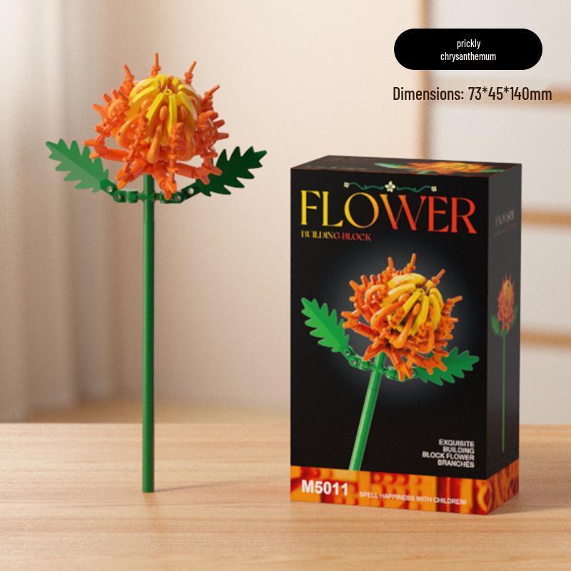 Dream Flower Box: Preserved Building Block Bouquet Set - Sunflower & Carnation. Ideal Toy for Children's Assembly.
