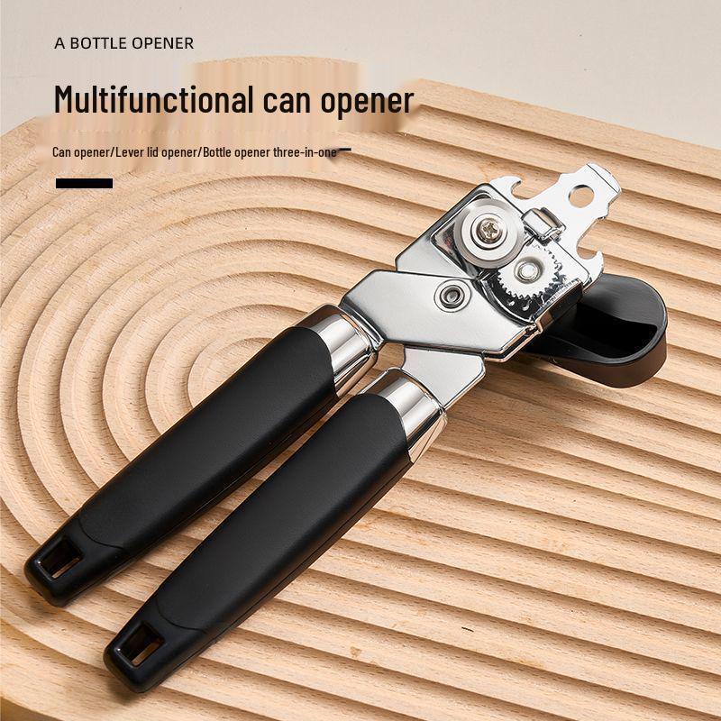 Multi-functional Stainless Steel Manual Can, Bottle, and Corkscrew Opener