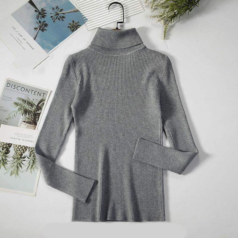 Women's Classic Versatile Temperament High Neck Knitted Base Sweater Pullover Knitted High Neck Sweater