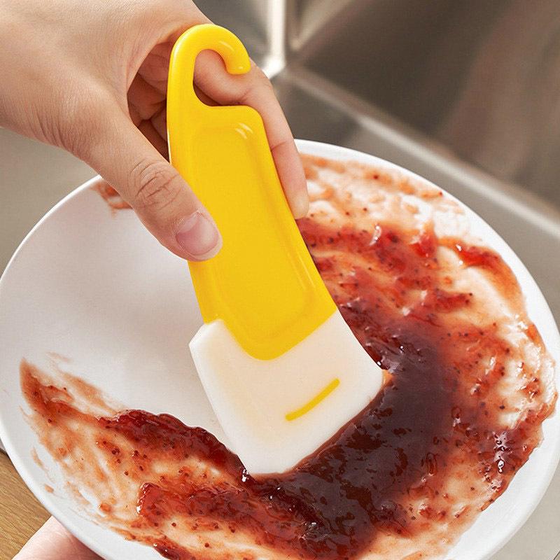 Cleaning Silicone Spatula Kitchen Scraper Soft Blade Scraper Brush Dirty Pan Pot Dishes Cleaner Tools Silicone Kitchen Utensils