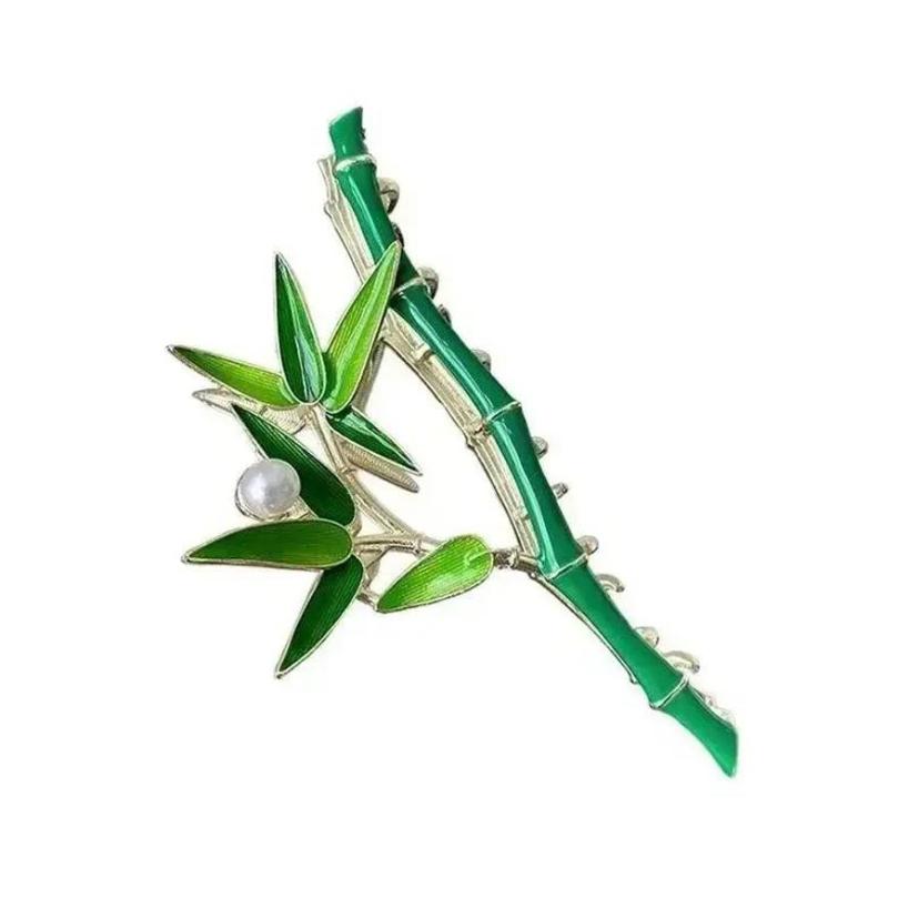 1 Pcs Women Fashion Green Bamboo Hair Clips Metal Grip Clip Accessories Chinese Style Bamboo Hair Clip Creative Gifts