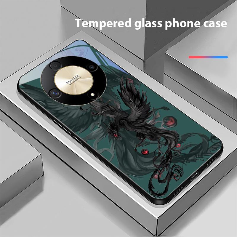 Schwarze Cartoon Dapeng Hülle für Honor Magic 6 50 70 90 Lite X7b 200 Pro Nova 10 Nova 5T X6 P30 Pura 70 Ultra Gehärtetes Glas Handyhülle