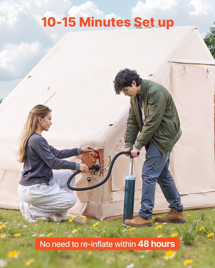 Inflatable Tent for Camping 5-8 Person Glamping Tent with Pump Easy Set Up